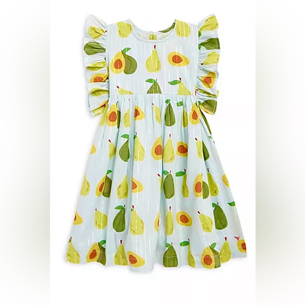 Pink Chicken Pear & Avocado Print Dress 6Y